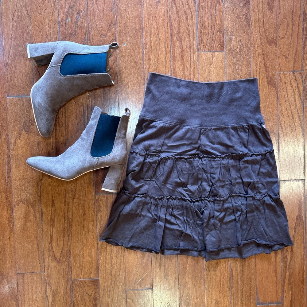 Brown skirt from hollister size small $14 (boots NOT included)